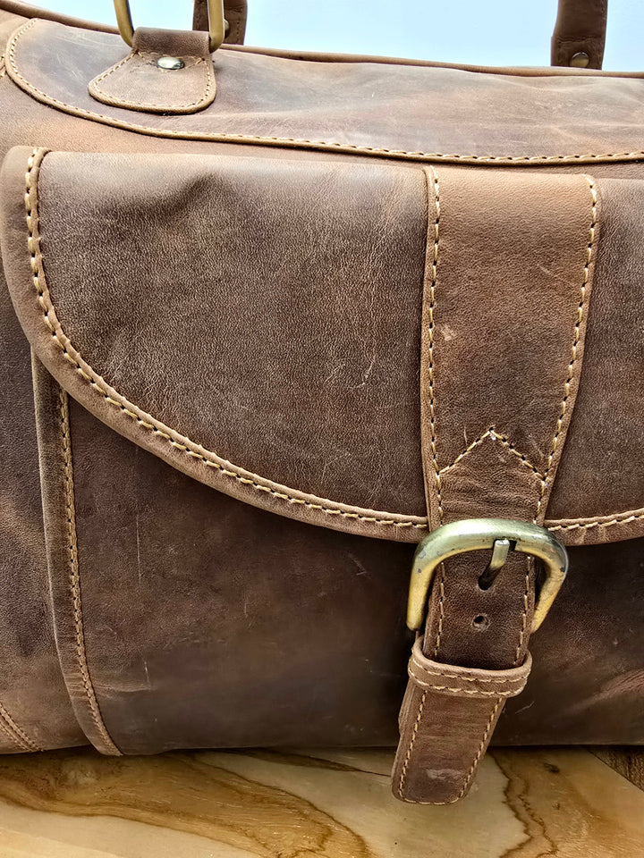Leather Back Road Overnight Bag