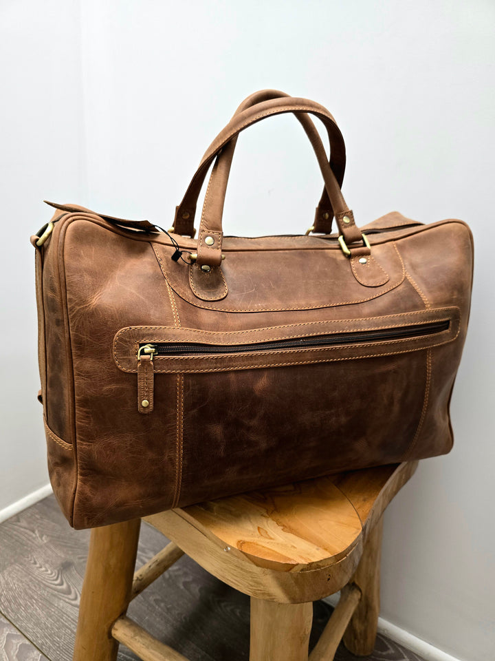Leather Back Road Overnight Bag