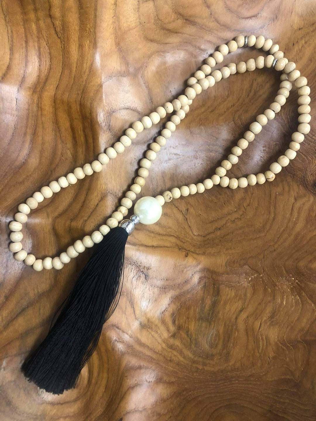 Pearl Wood Tassle Necklace