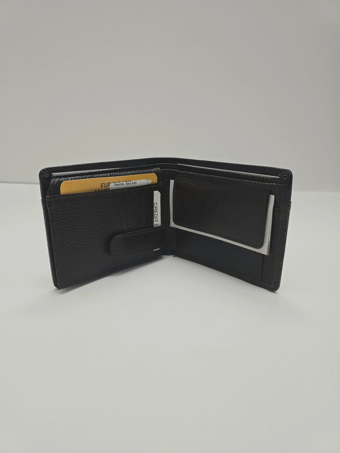 2 tone leather mens wallet inside showing pockets