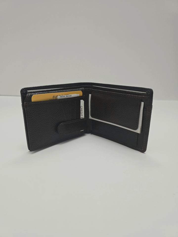 2 tone leather mens wallet inside showing pockets