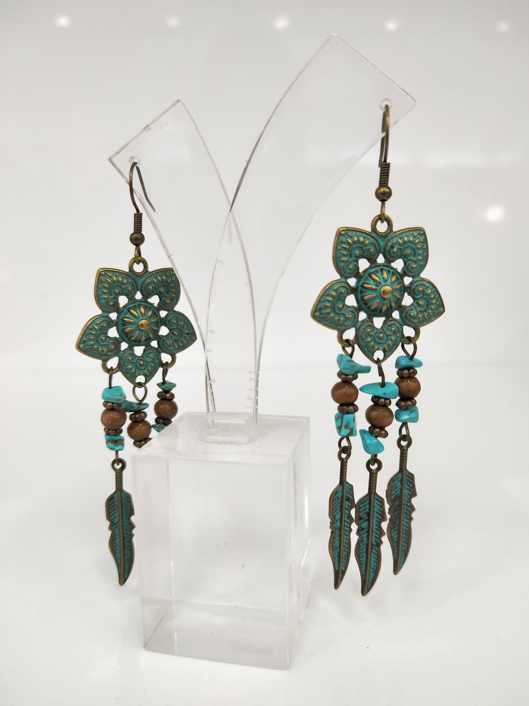 Antique Flower Feather Earrings - eKo NZ - 