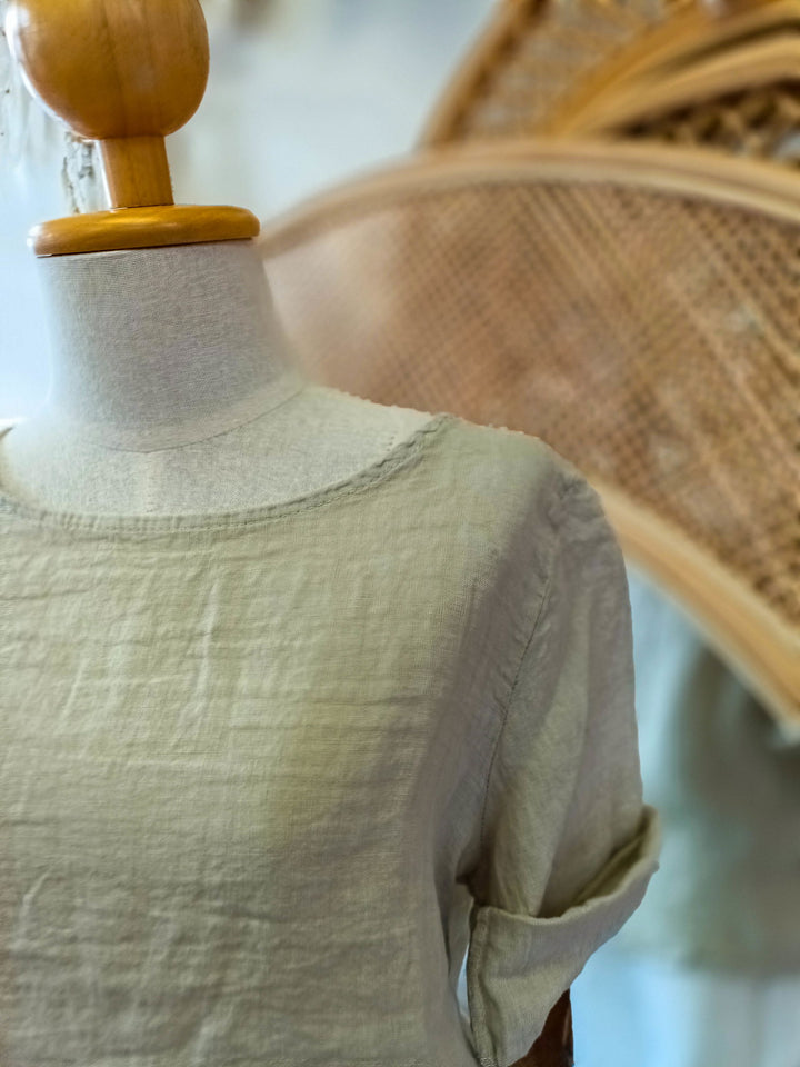 Button Back Linen Top - eKo NZ - 