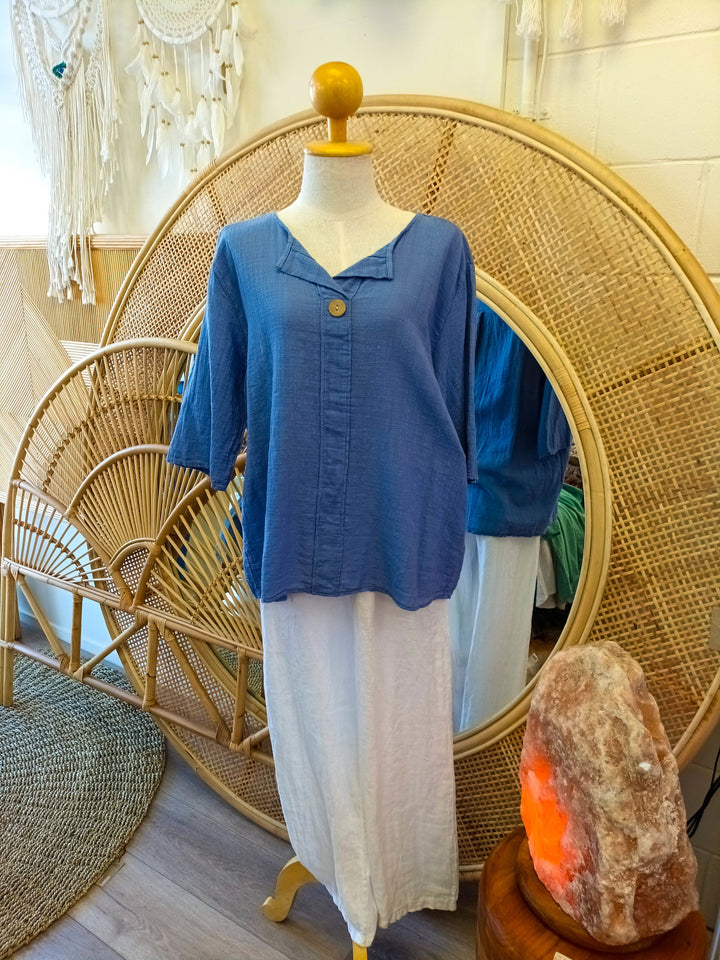 Cotton Button Top - eKo NZ - 