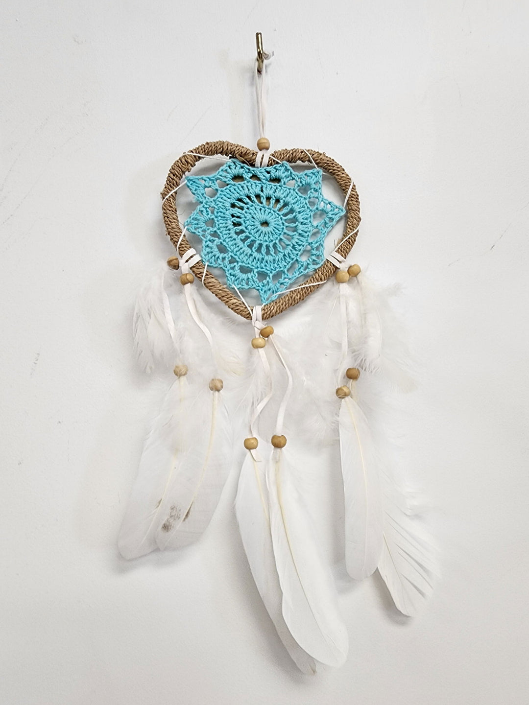 Dreamcatcher Heart Feather Rattan 12cm - eKo NZ - 