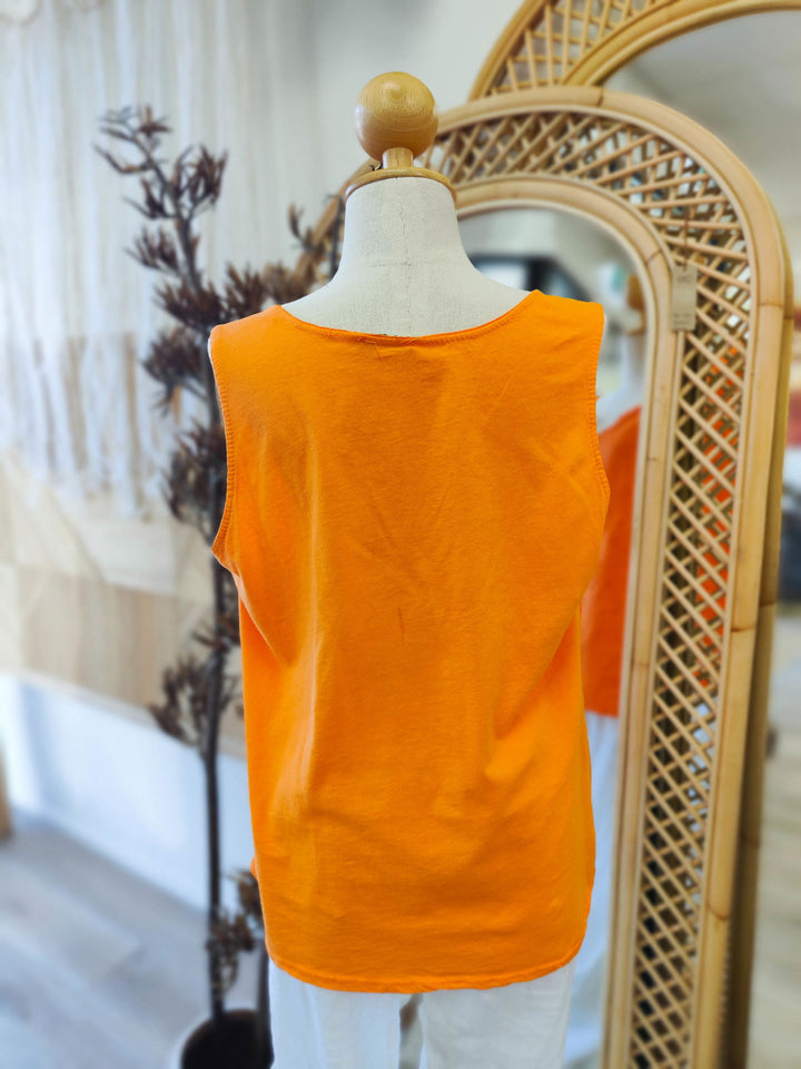 Embroidered Linen Singlet - eKo NZ - 