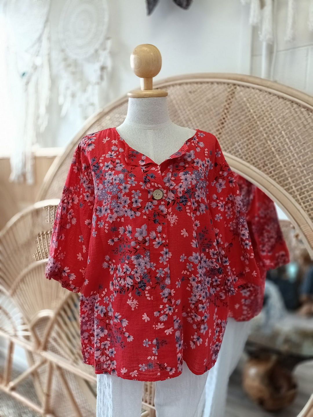 Floral Cotton Button Top - eKo NZ - 