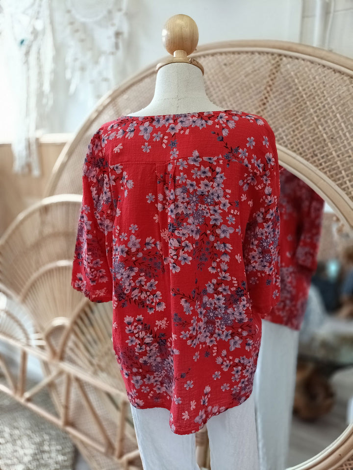 Floral Cotton Button Top - eKo NZ - 