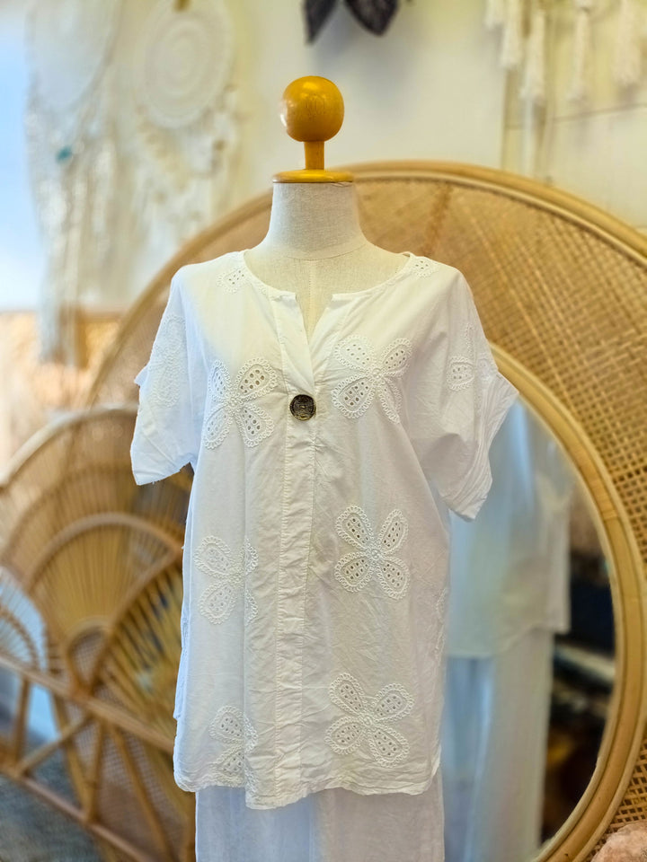 Hanford Button Top - eKo NZ - 