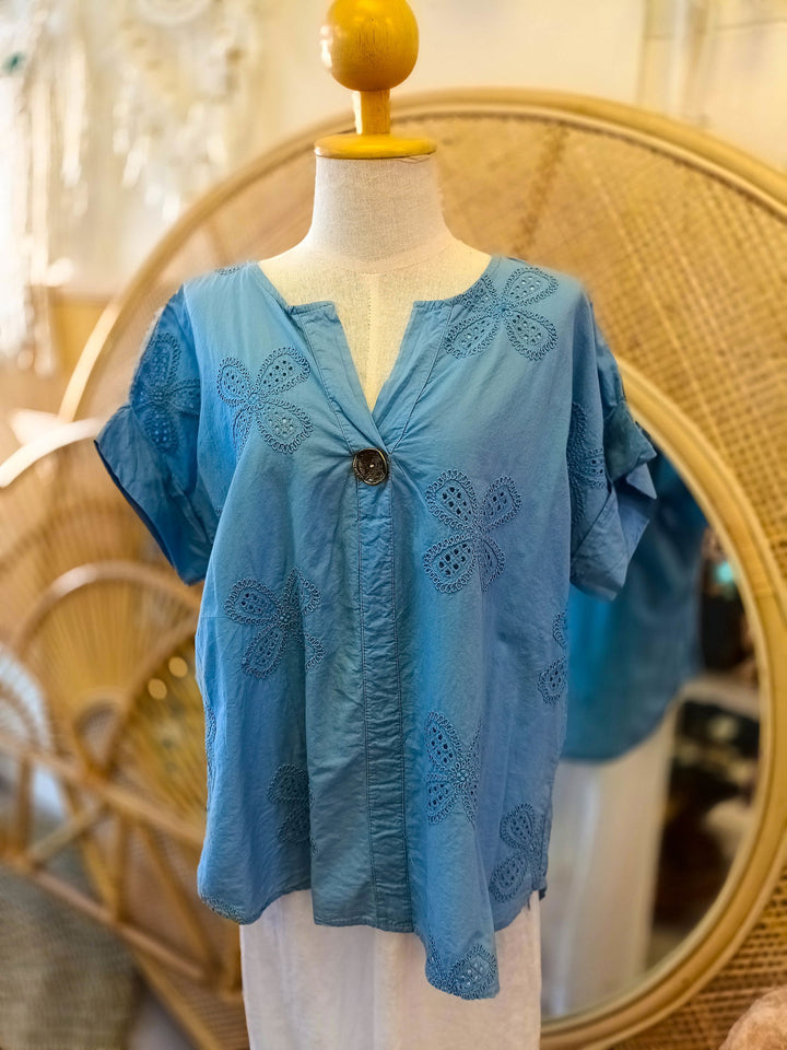 Hanford Button Top - eKo NZ - 
