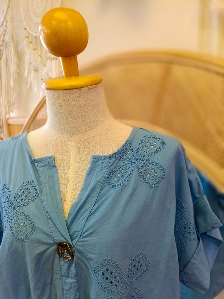 Hanford Button Top - eKo NZ - 