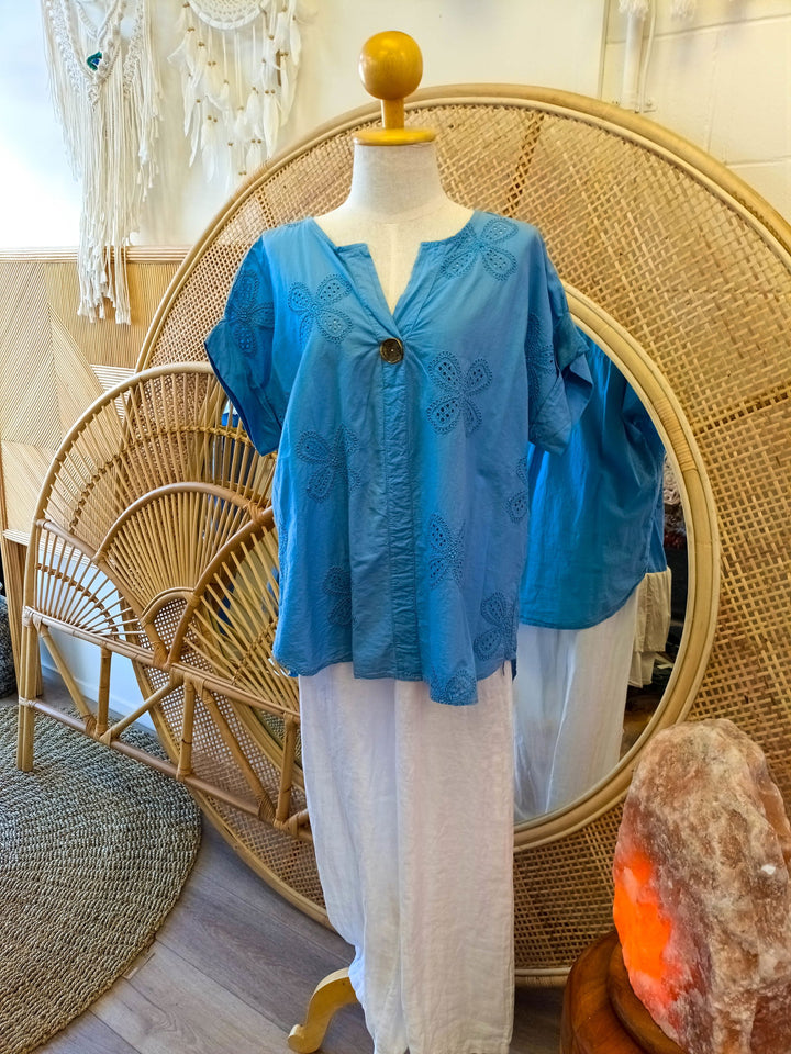 Hanford Button Top - eKo NZ - 
