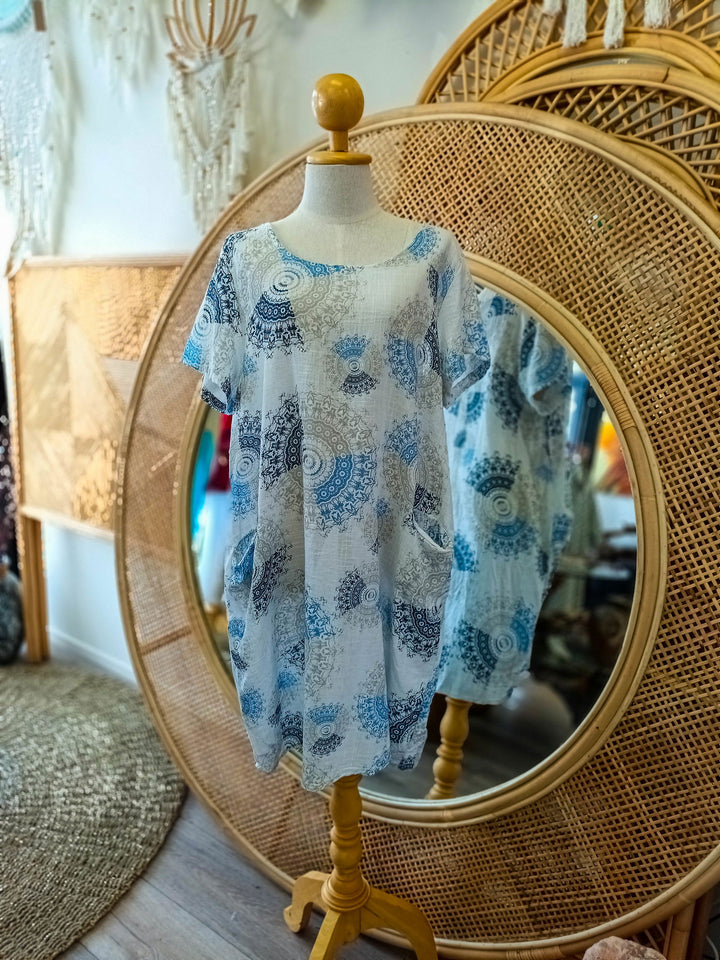 Mandala Cotton Linen Dress - eKo NZ - 