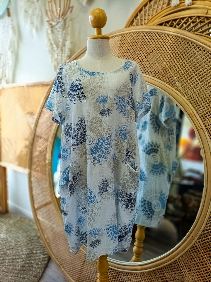 Mandala Cotton Linen Dress - eKo NZ - 