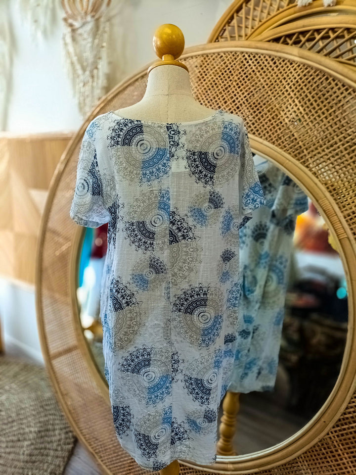 Mandala Cotton Linen Dress - eKo NZ - 