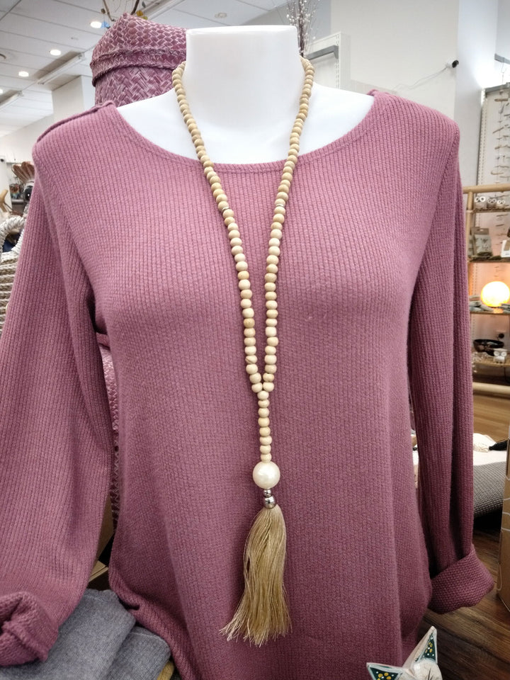 Pearl Wood Tassle Necklace - eKo NZ - 
