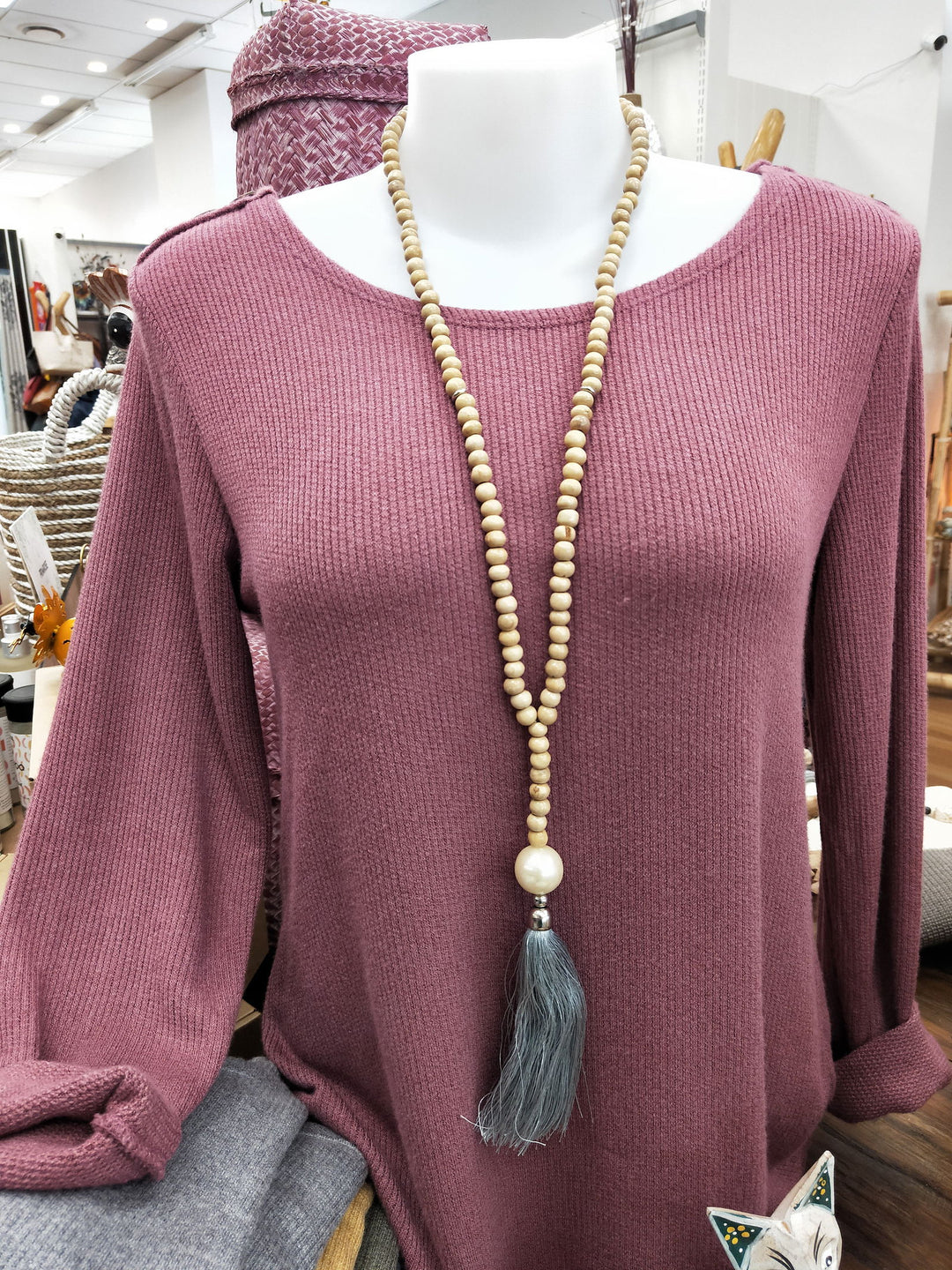 Pearl Wood Tassle Necklace - eKo NZ - 