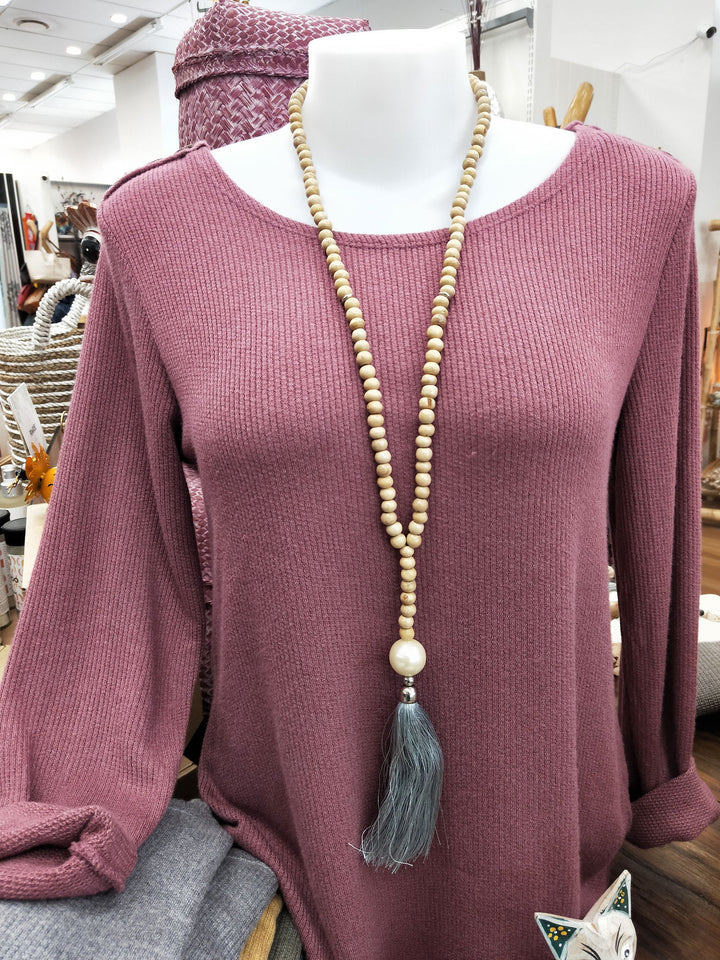 Pearl Wood Tassle Necklace - eKo NZ - 