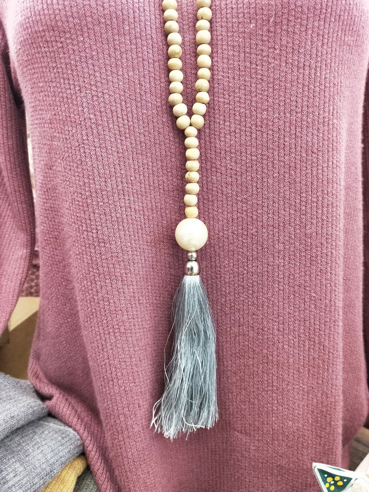 Pearl Wood Tassle Necklace - eKo NZ - 