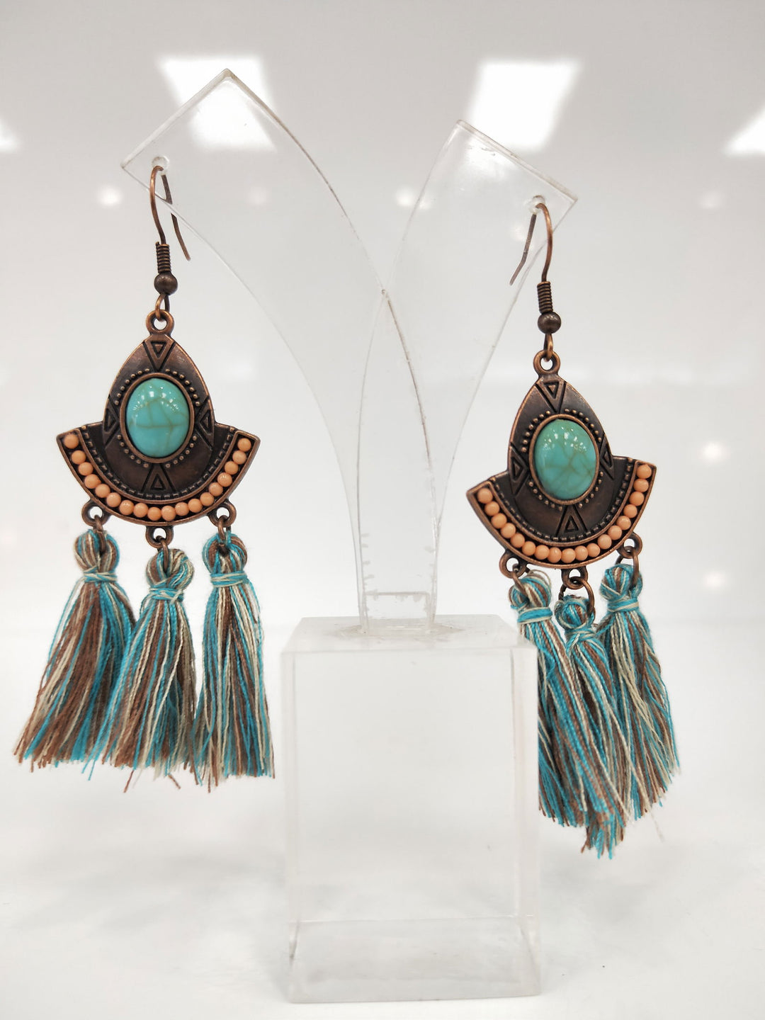 Turquoise Tassle Earrings - eKo NZ - 
