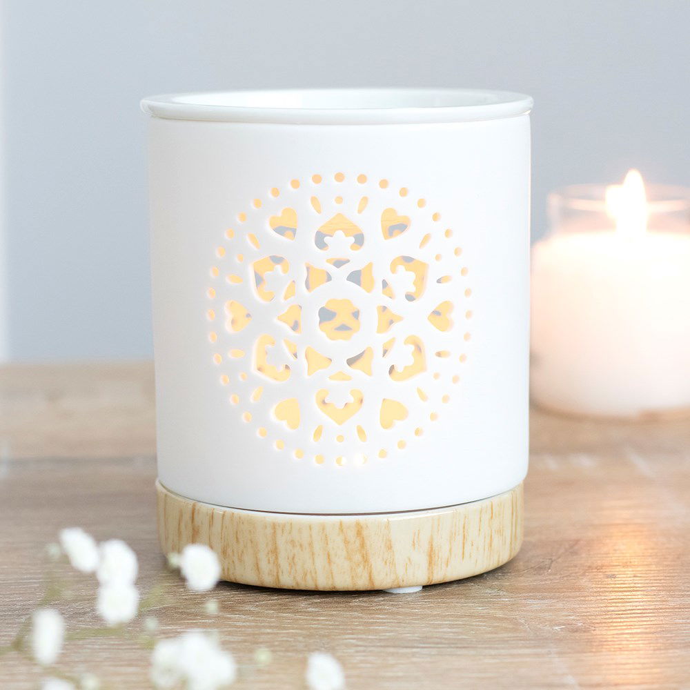 White Mandala Cut Out Oil Burner - eKo NZ - 