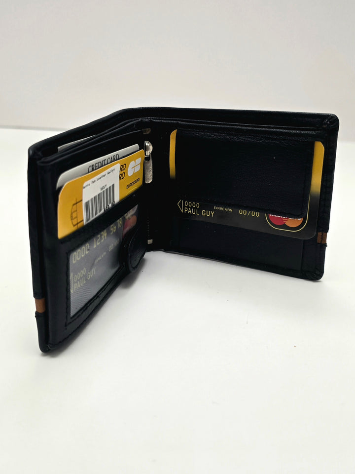 Leder Street Men's Leather Wallet - Navy & Tan