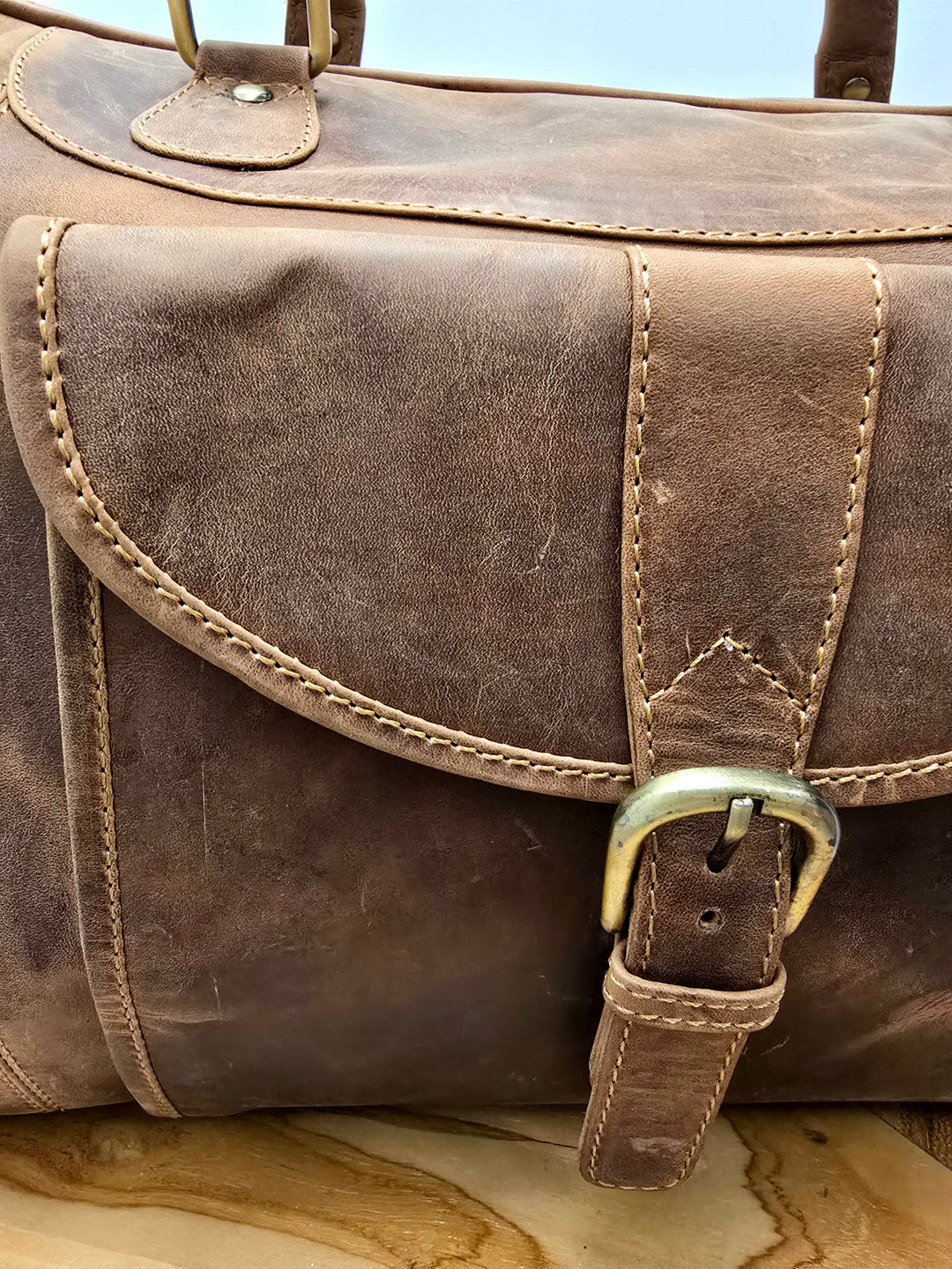 Leather Back Road Overnight Bag