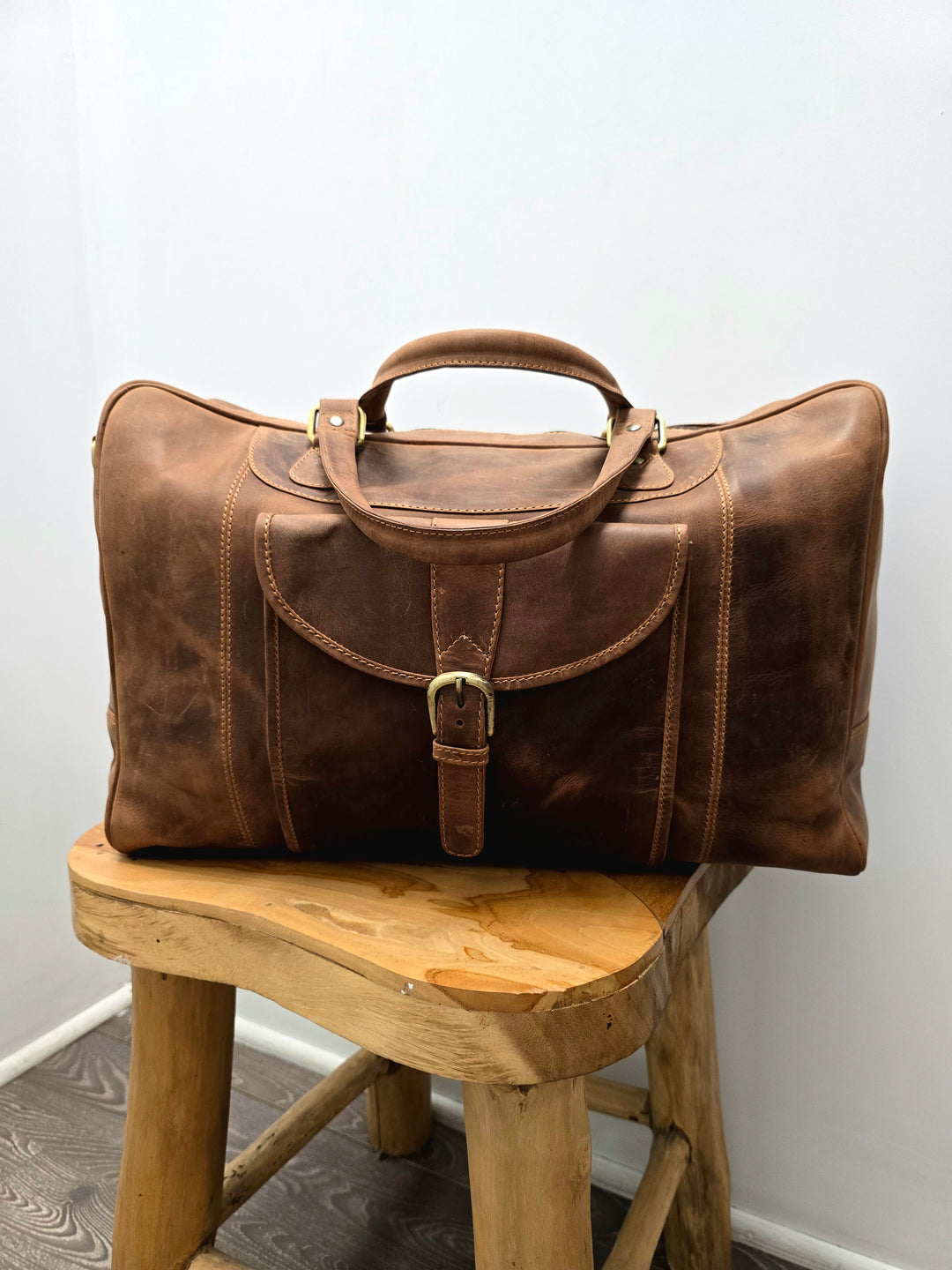 Leather Back Road Overnight Bag