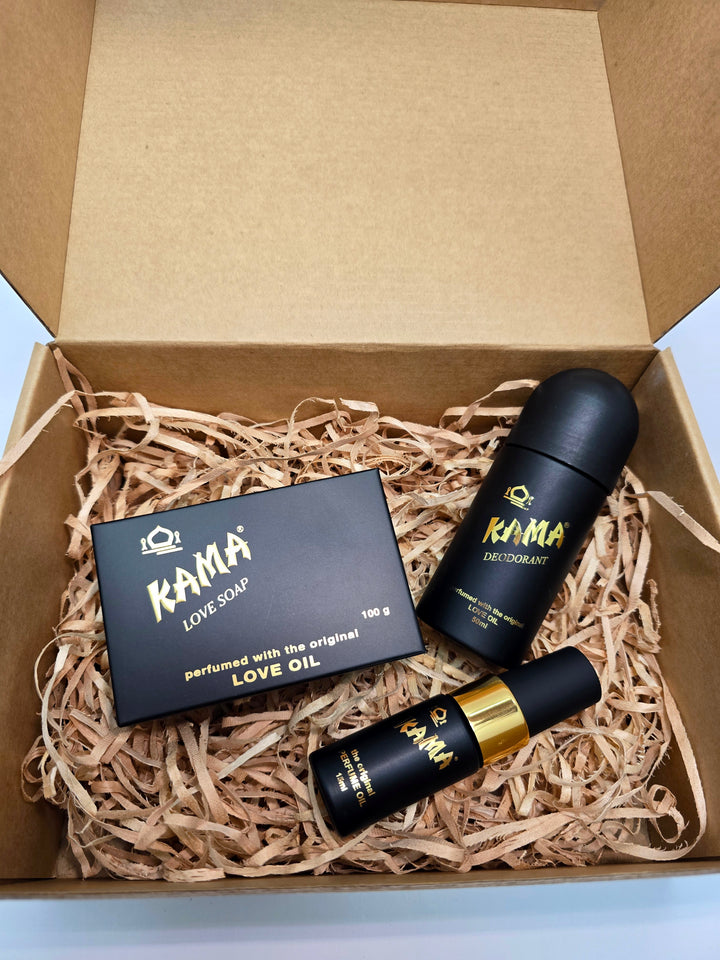 Kama Ritual Gift Set with Love Soap, Perfume Oil and Deodorant in kraft gift box NZ