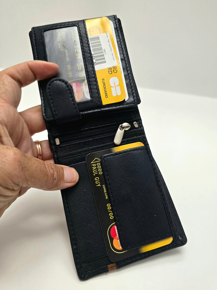 Leder Street Men's Leather Wallet - Navy & Tan