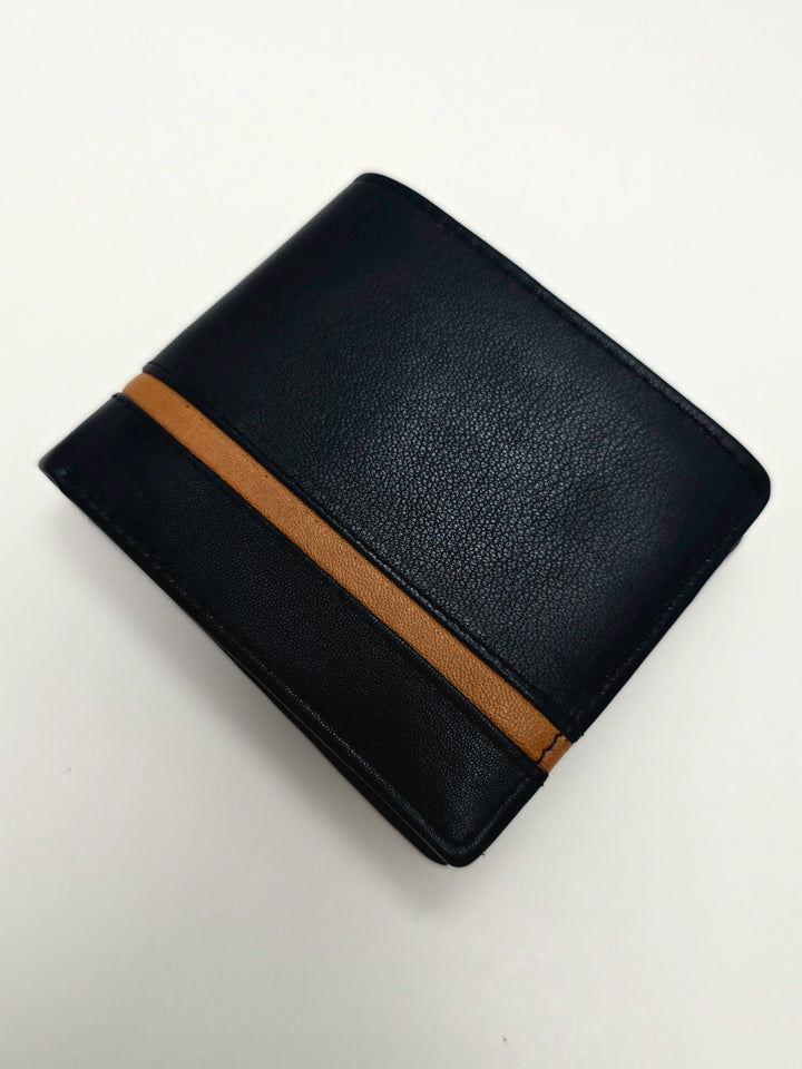 Leder Street Men's Leather Wallet - Navy & Tan
