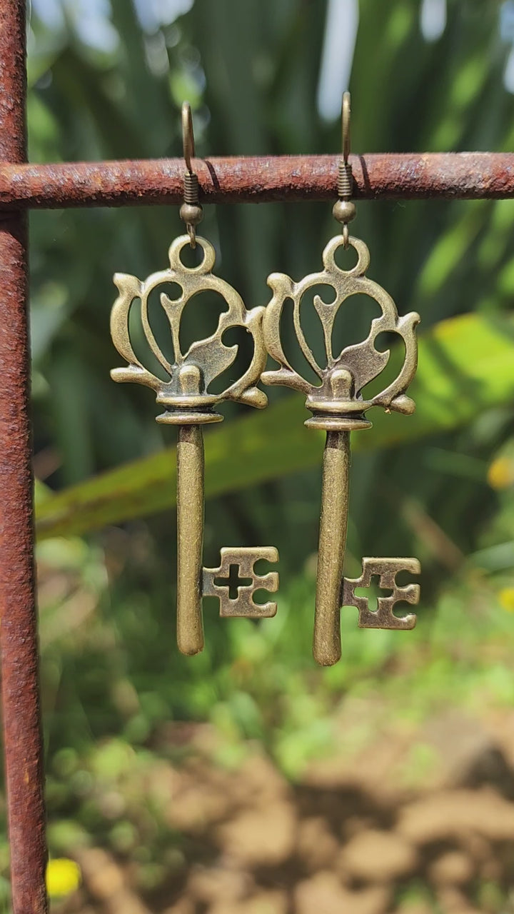 Key Brass Earring