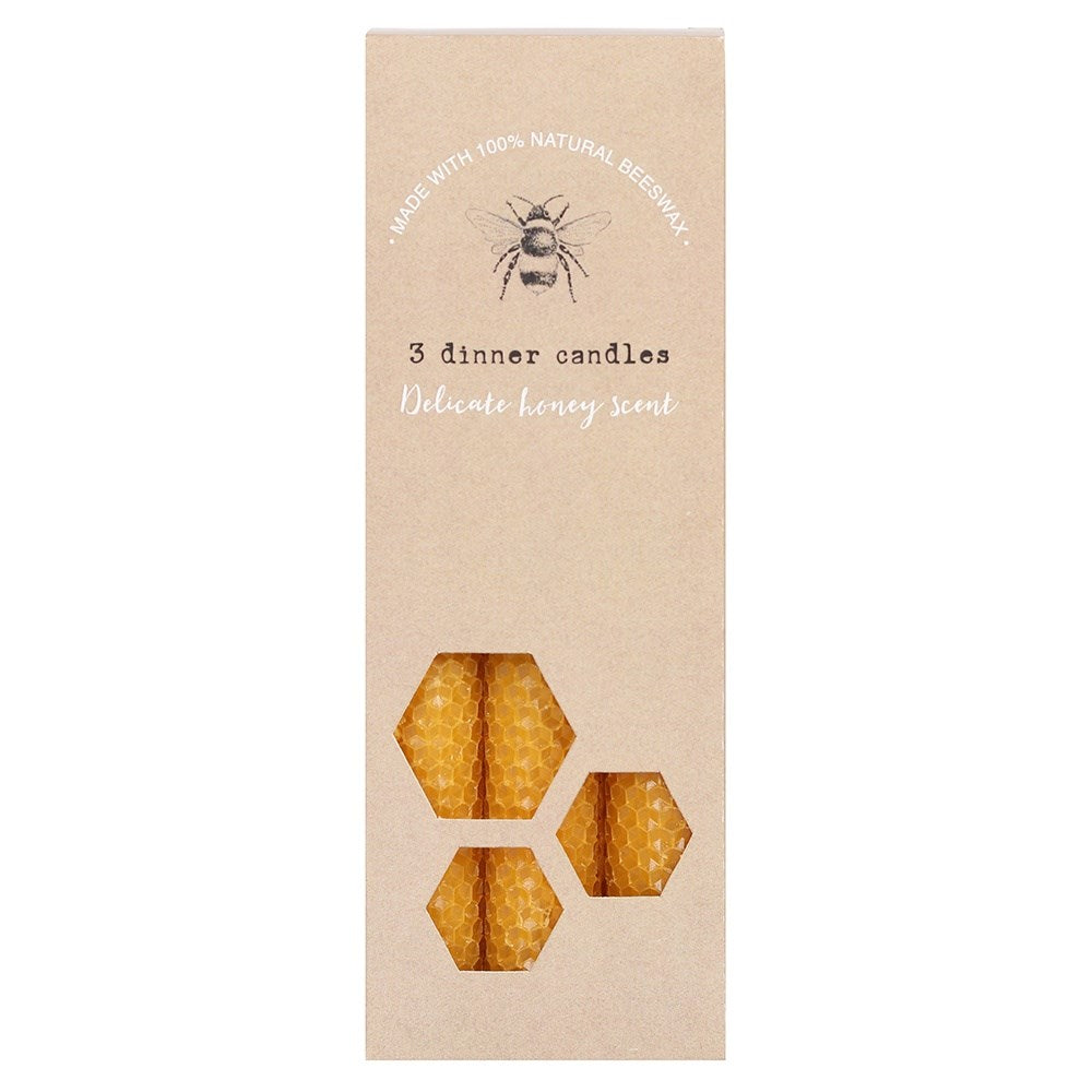 3 Beeswax Dinner Candles