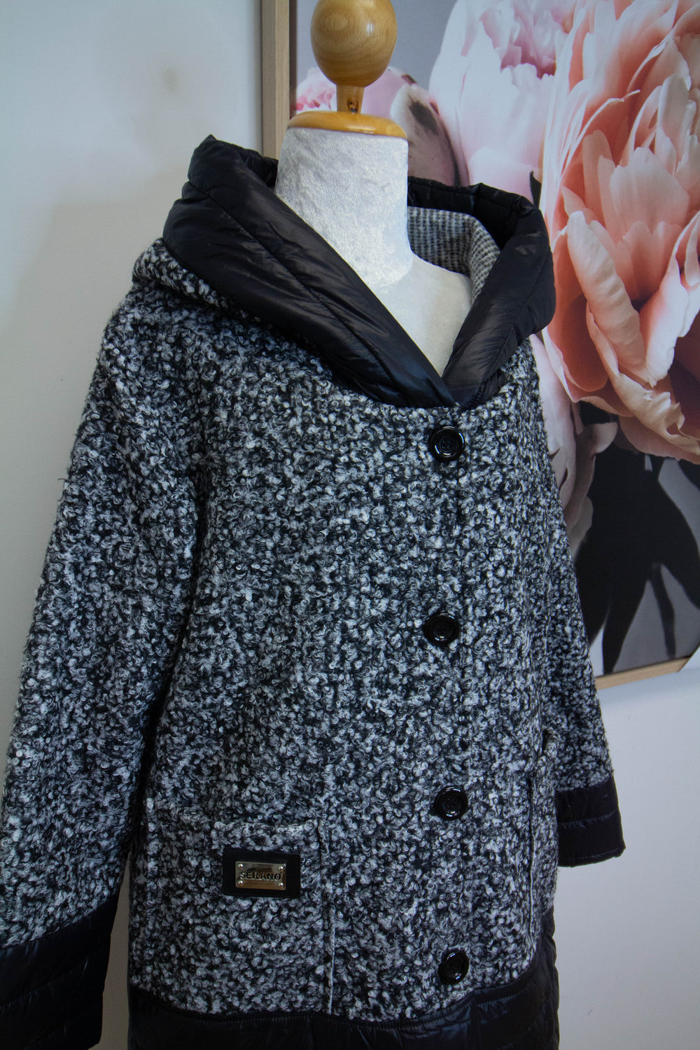 Italian Coat - serano puff jacket -  Grey - SIde