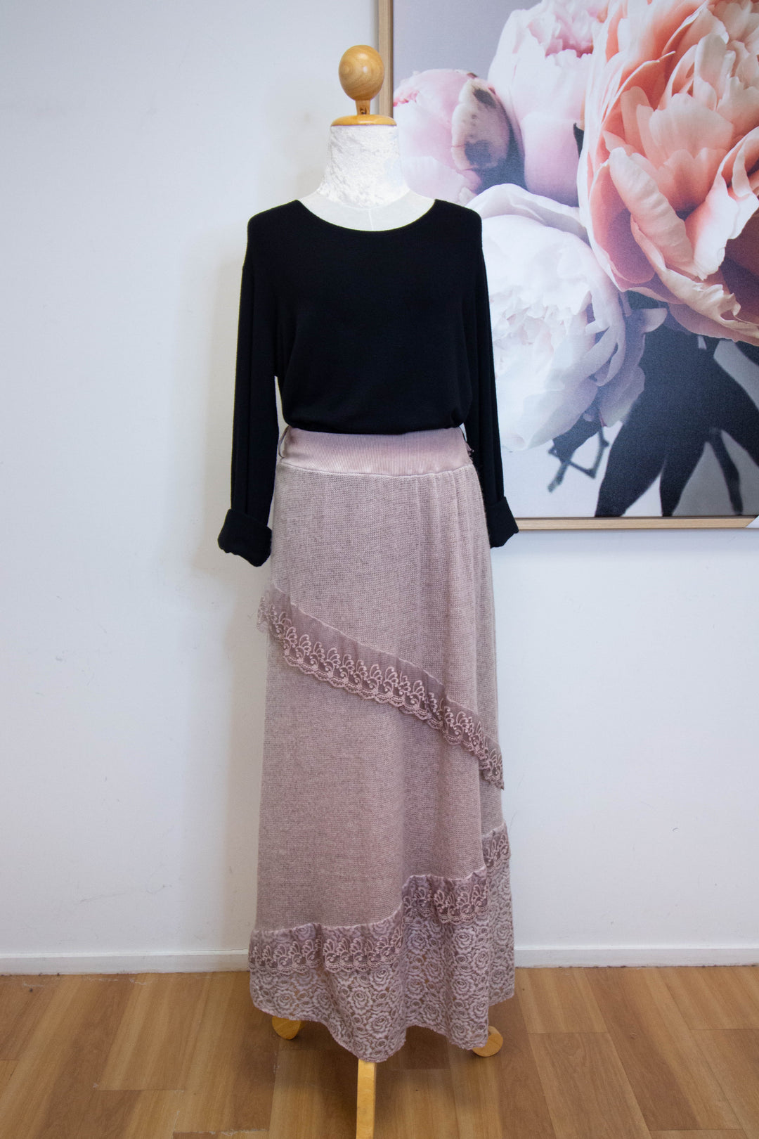 eKo NZ - Italian Skirt - Lace Fab Skirt -  Pink - Front